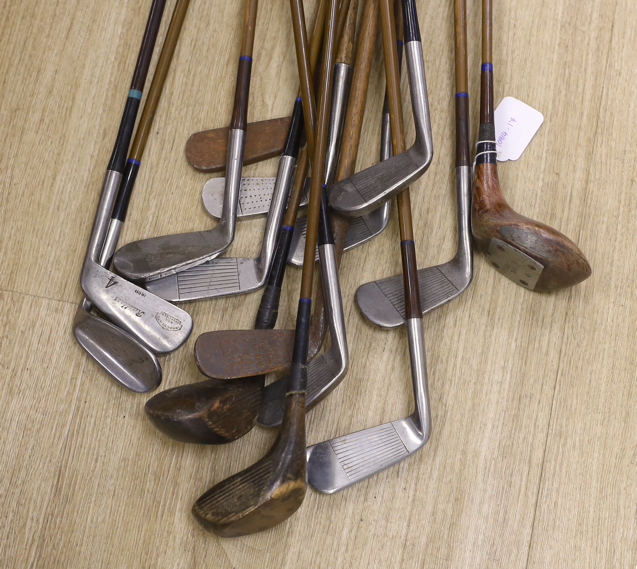 A group of golf clubs